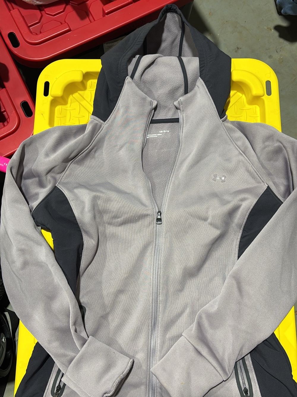 Under Armour Women's Light Gray and Black Full-Zip Hooded Performance Jacket